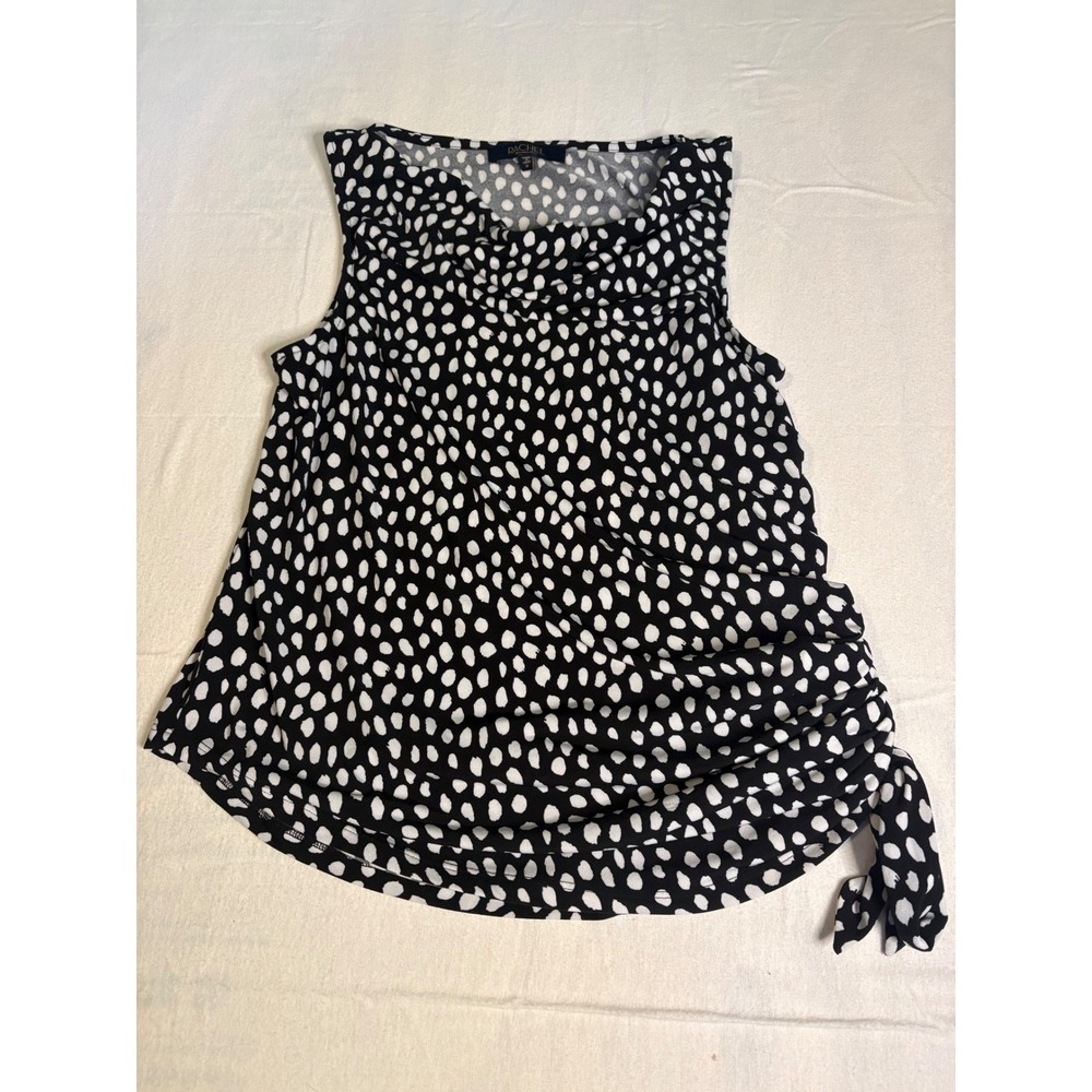 Rachel Rachel Roy Black White Polka Dot Side Tie Ruched Cowl Neck M 1323